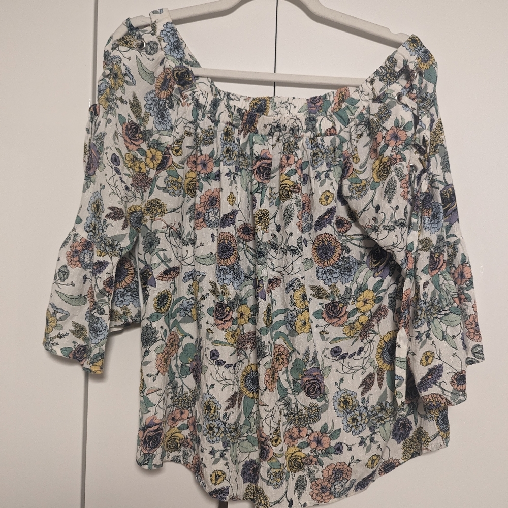 Maurices Boho Floral Blouse with Ties
